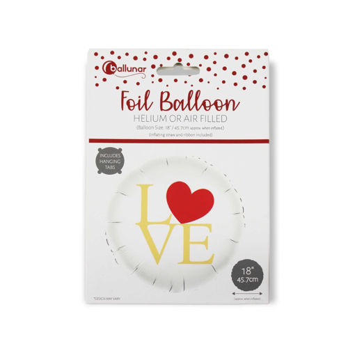 Picture of LOVE ROUND FOIL BALLOON 18 WHITE W/HEARTS